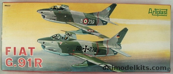 Artiplast 1/50 Fiat G-91R Gina Italian Air Force or Luftwaffe, 116 plastic model kit